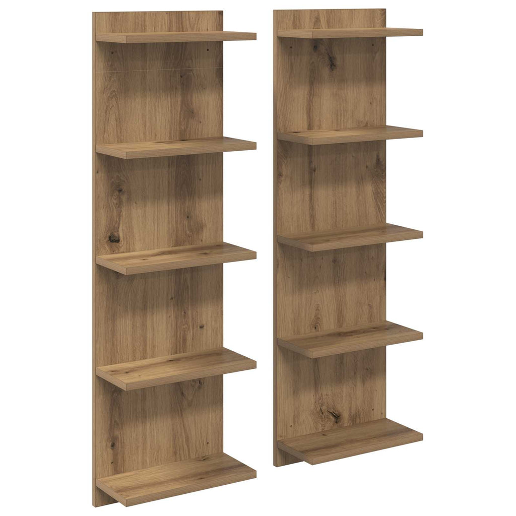 Wandregal 2 pcs Artisan-Eiche 30 x 15 x 100 cm Holzwerkstoff