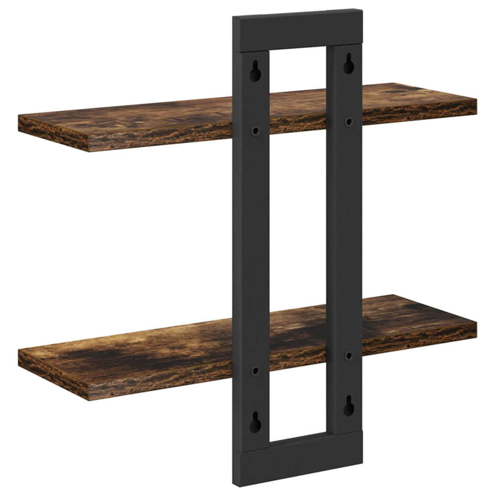 Schweberegale Raucheiche 40 x 15 x 40 cm Holzwerkstoff
