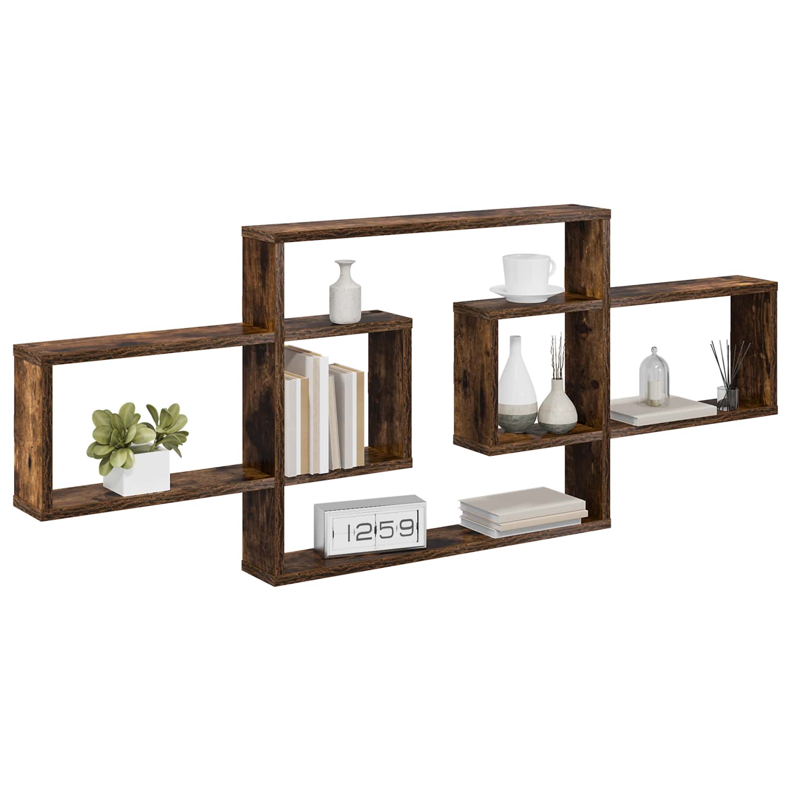 Wandregal Raucheiche 130 x 10 x 50 cm Holzwerkstoff