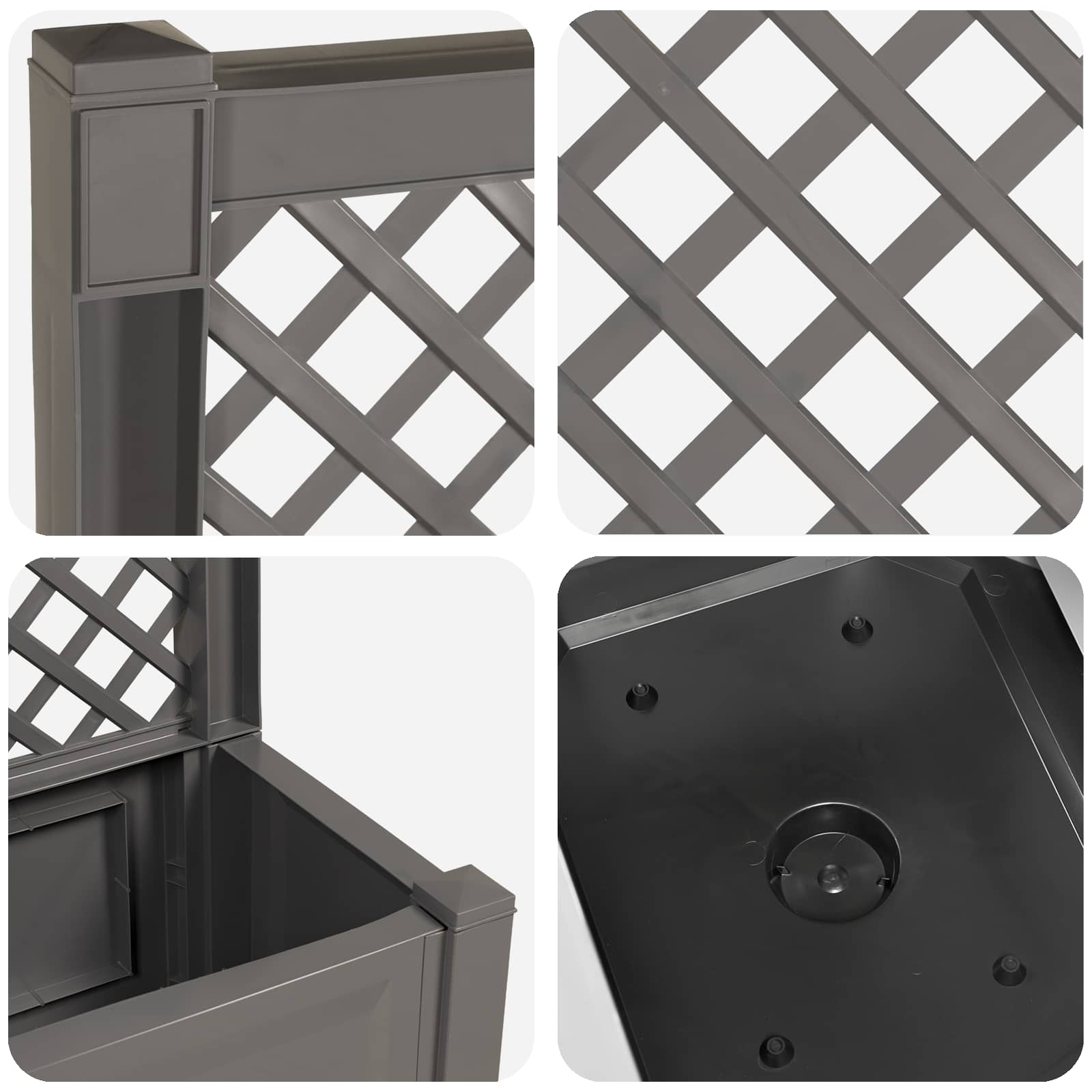 Großer Pflanzer mit Rankgitter Grau 99,5 x 43 x 133,5 cm PP