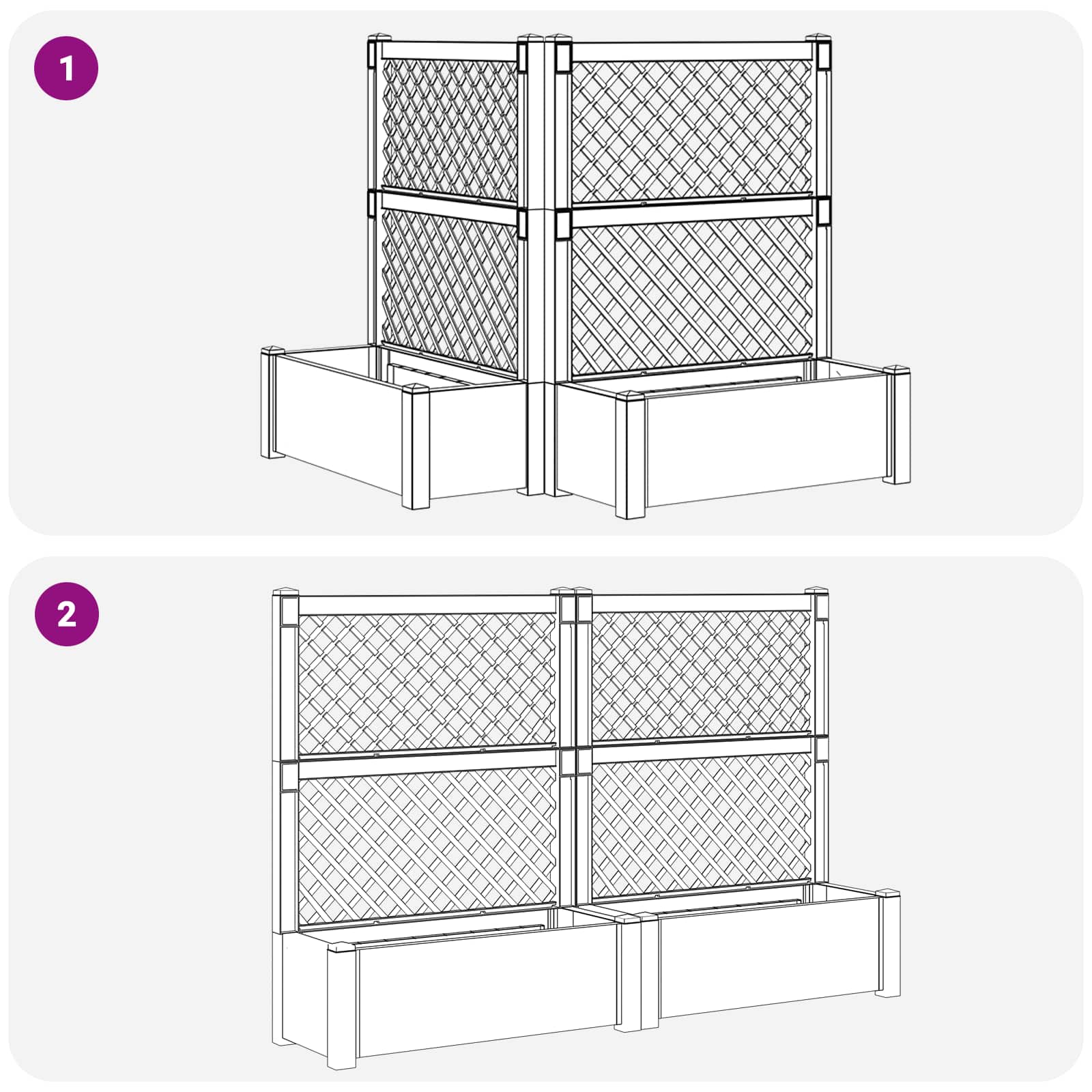 Großer Pflanzer mit Rankgitter 2 pcs Weiß 143 x 143 x 133,5 cm
