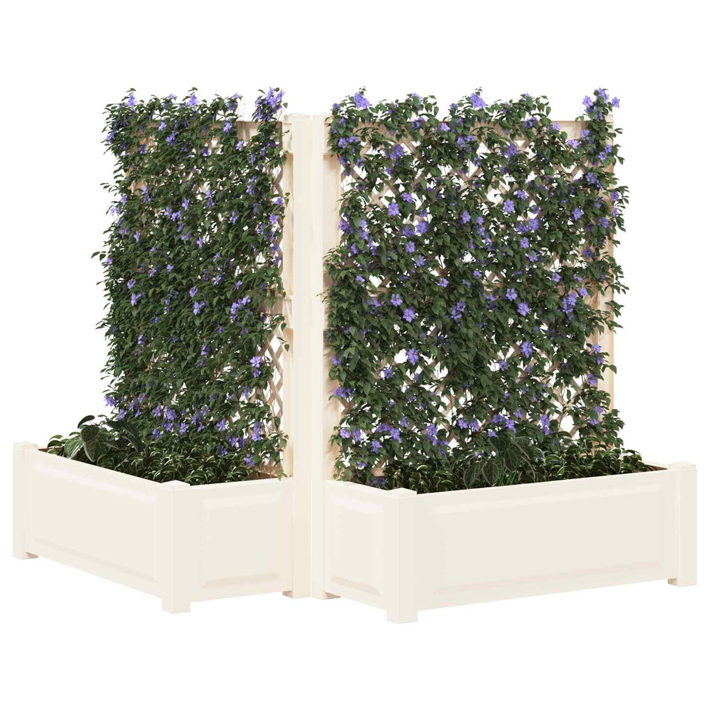 Großer Pflanzer mit Rankgitter 2 pcs Weiß 143 x 143 x 133,5 cm