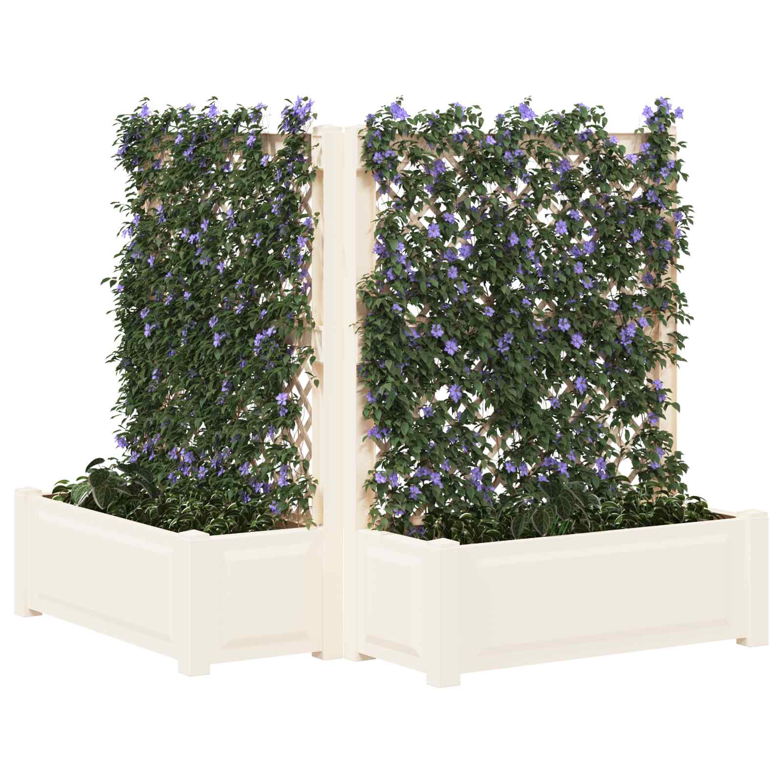 Großer Pflanzer mit Rankgitter 2 pcs Weiß 143 x 143 x 133,5 cm