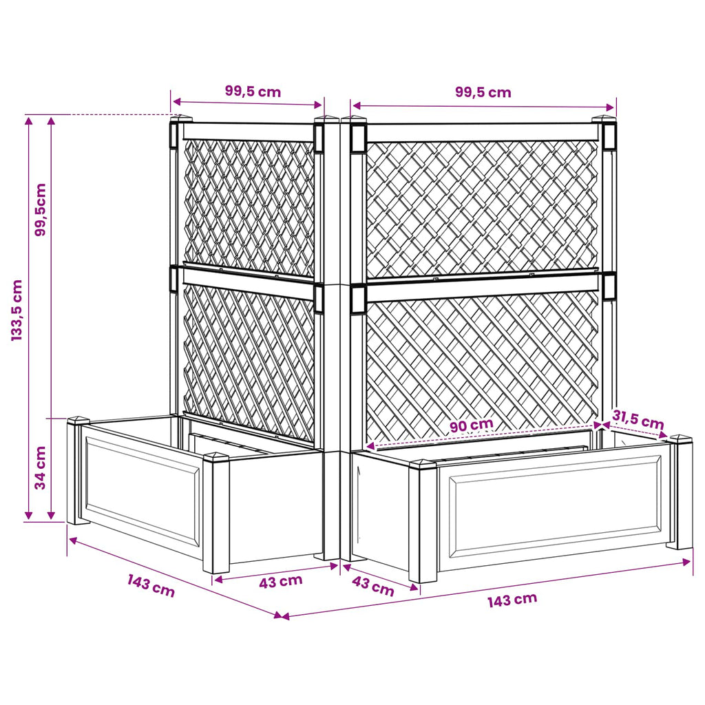 Großer Pflanzer mit Rankgitter 2 pcs Anthrazit