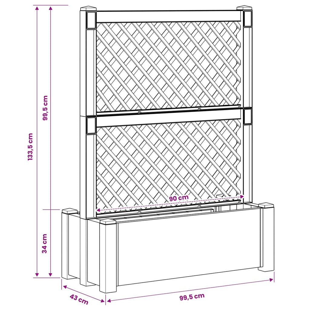 Großer Pflanzer mit Spalier Anthrazit 99,5 x 43 x 133,5 PP