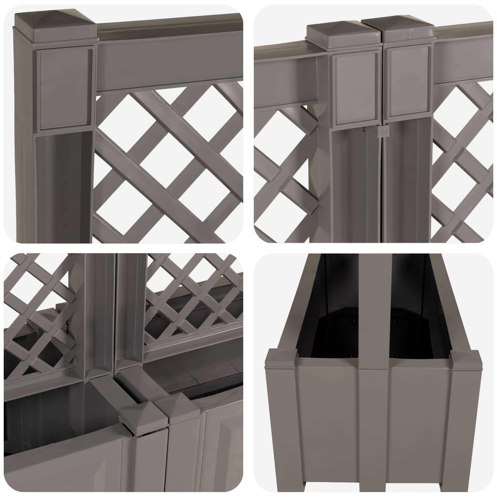 Großer Pflanzer mit Spalier 2 pcs Grau 200 x 43 x 133,5 cm PP