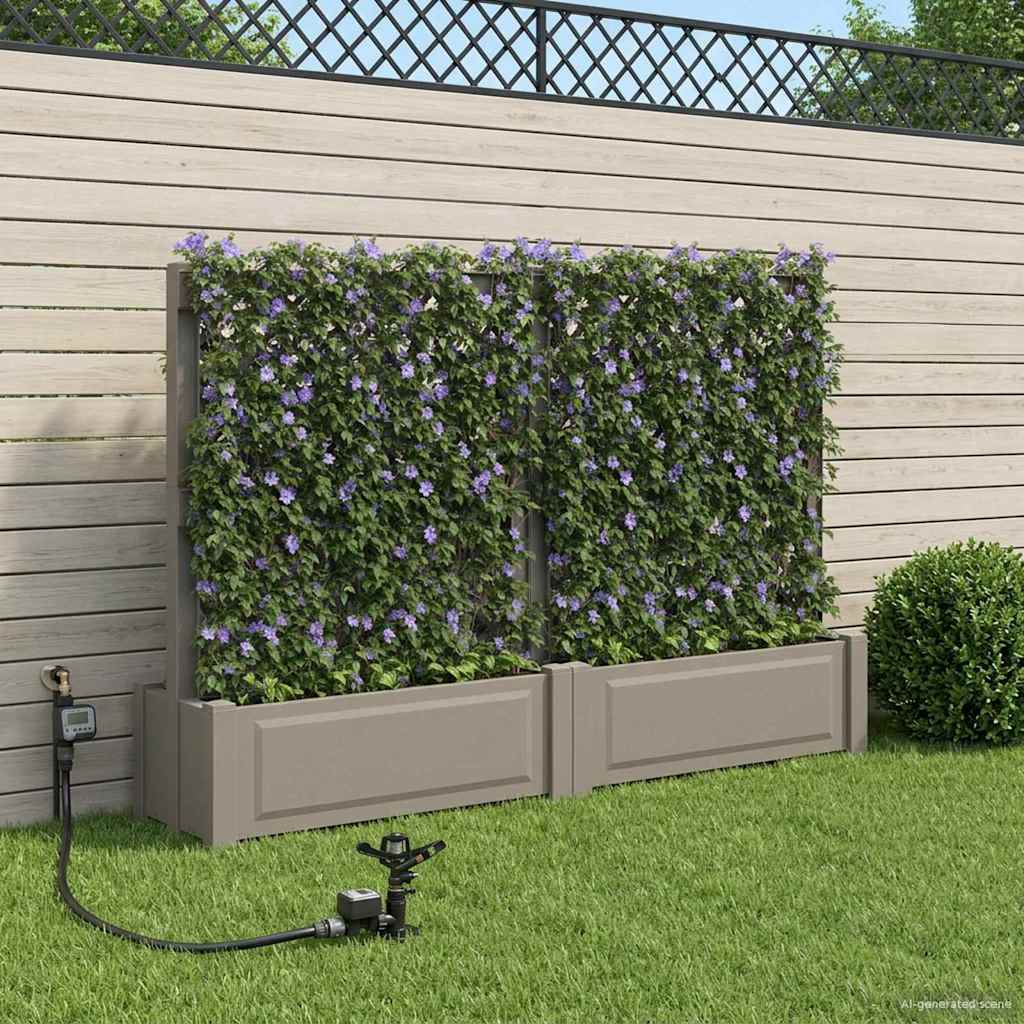Großer Pflanzer mit Spalier 2 pcs Grau 200 x 43 x 133,5 cm PP