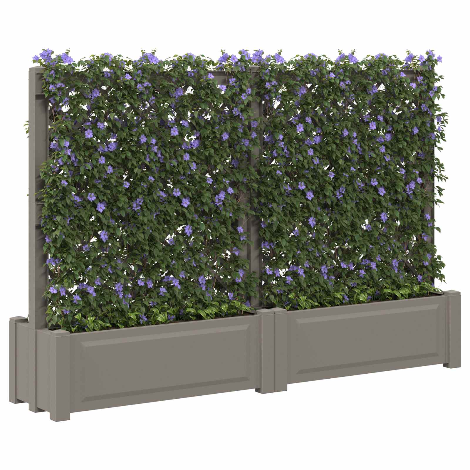 Großer Pflanzer mit Spalier 2 pcs Grau 200 x 43 x 133,5 cm PP