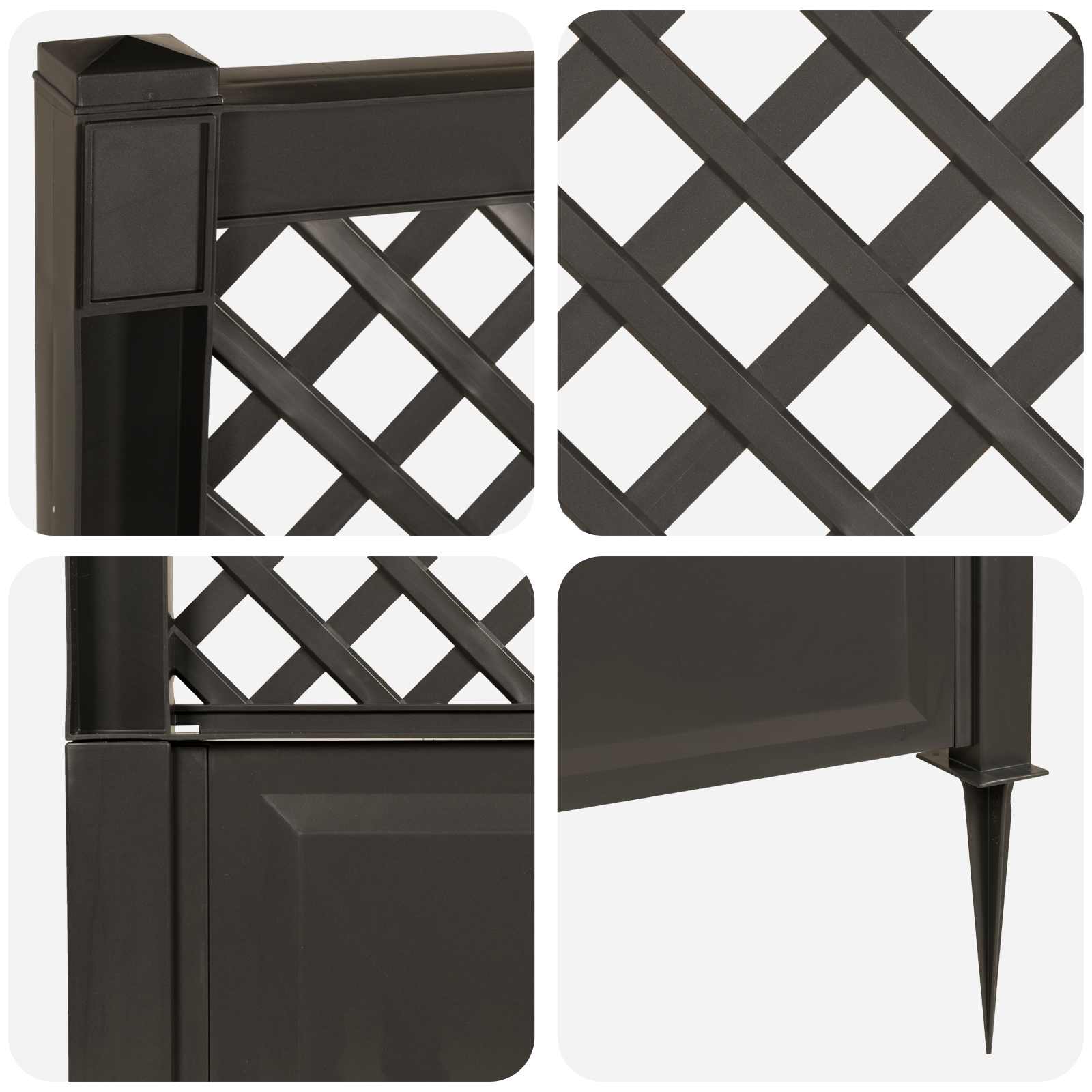 Trellis mit Spike Anthrazit 43 x 6 x 165 cm PP