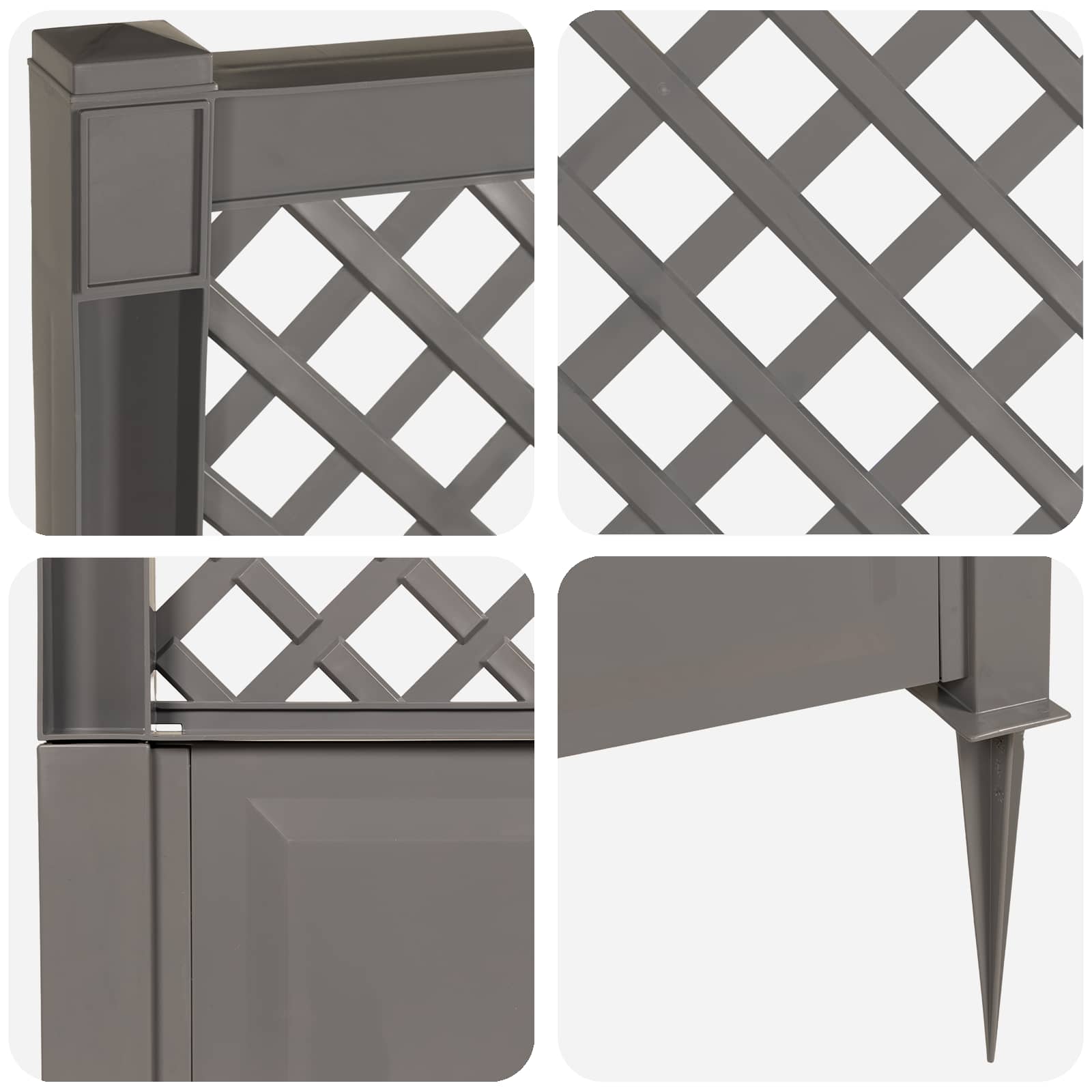 Trellis mit Spike Grau 99 x 6 x 165 cm PP