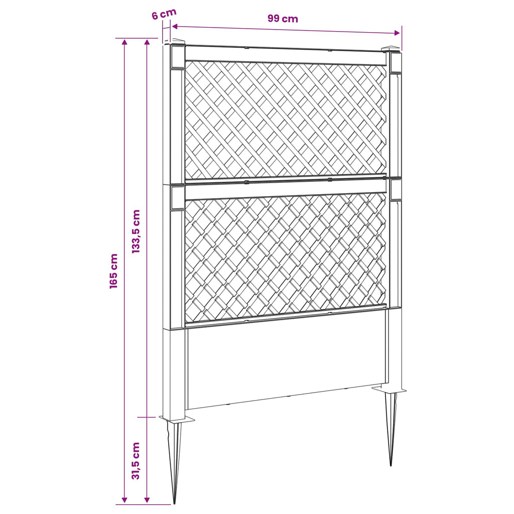 Trellis mit Spike Anthrazit 99 x 6 x 165 cm PP