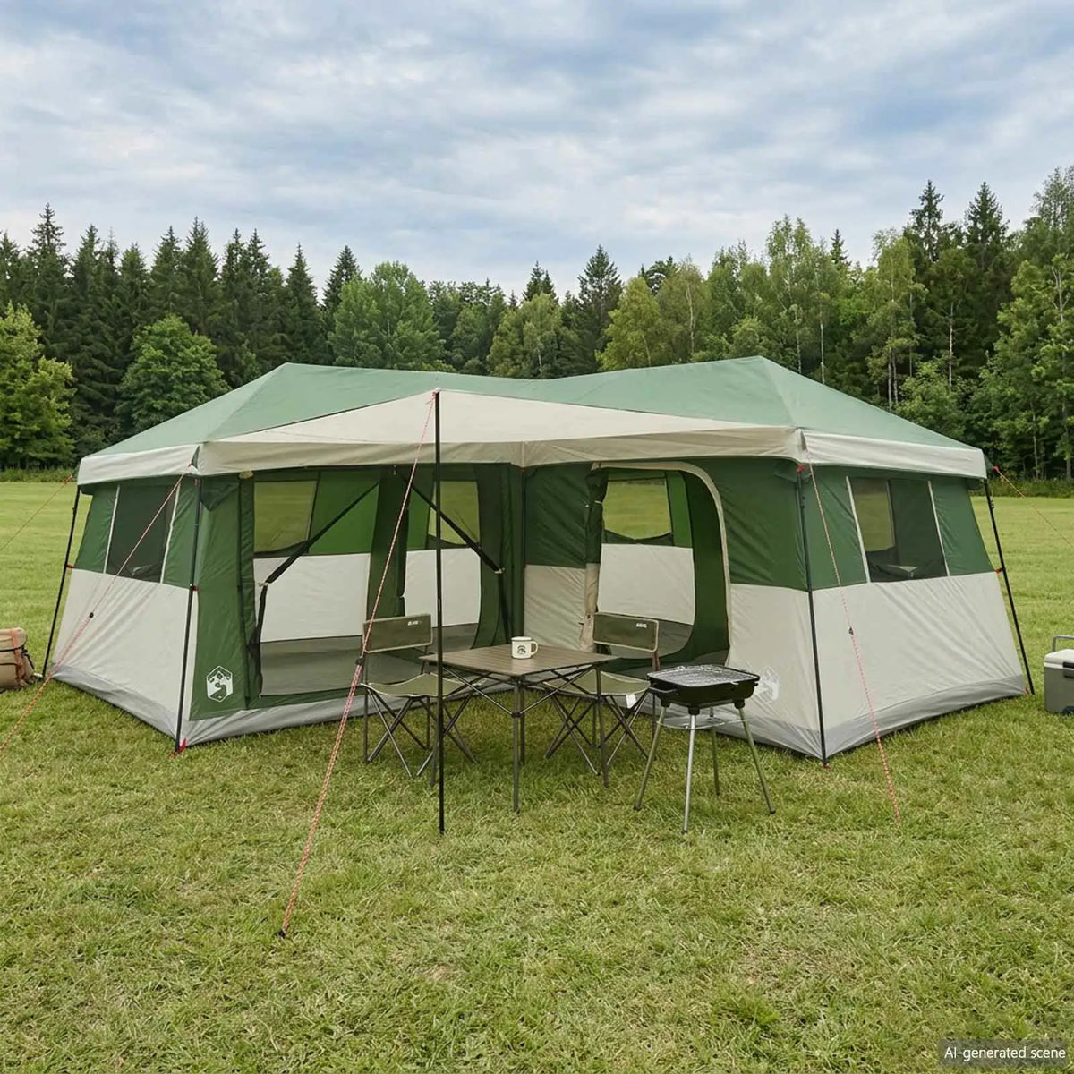 Familienzelt mit Regenfly für 14 Personen