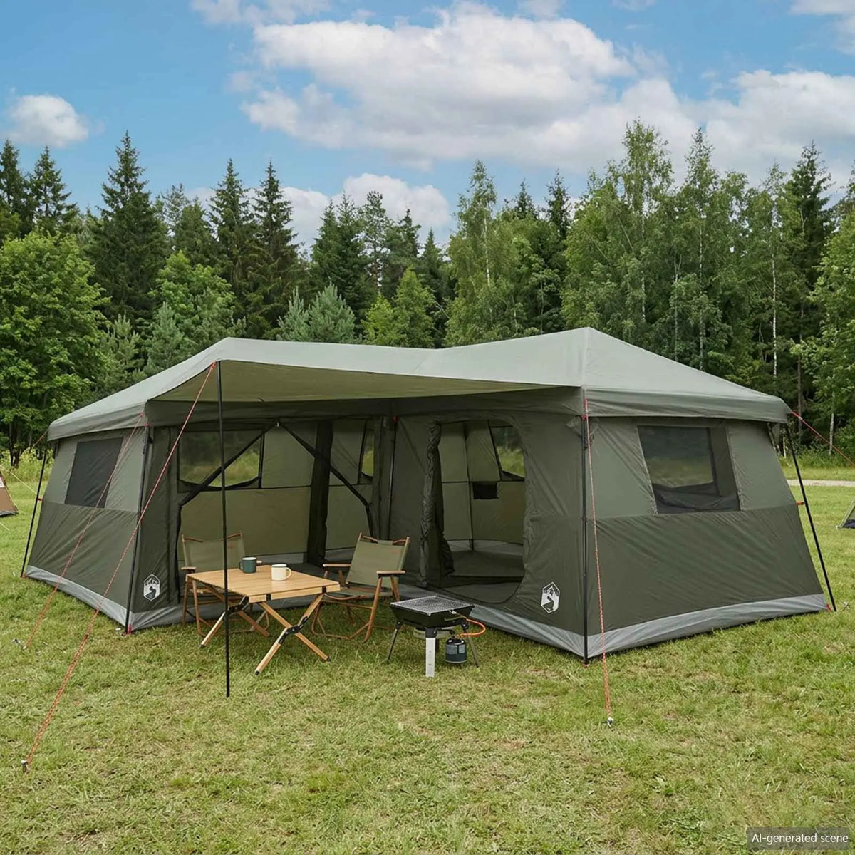 Familienzelt mit Regenfly für 14 Personen