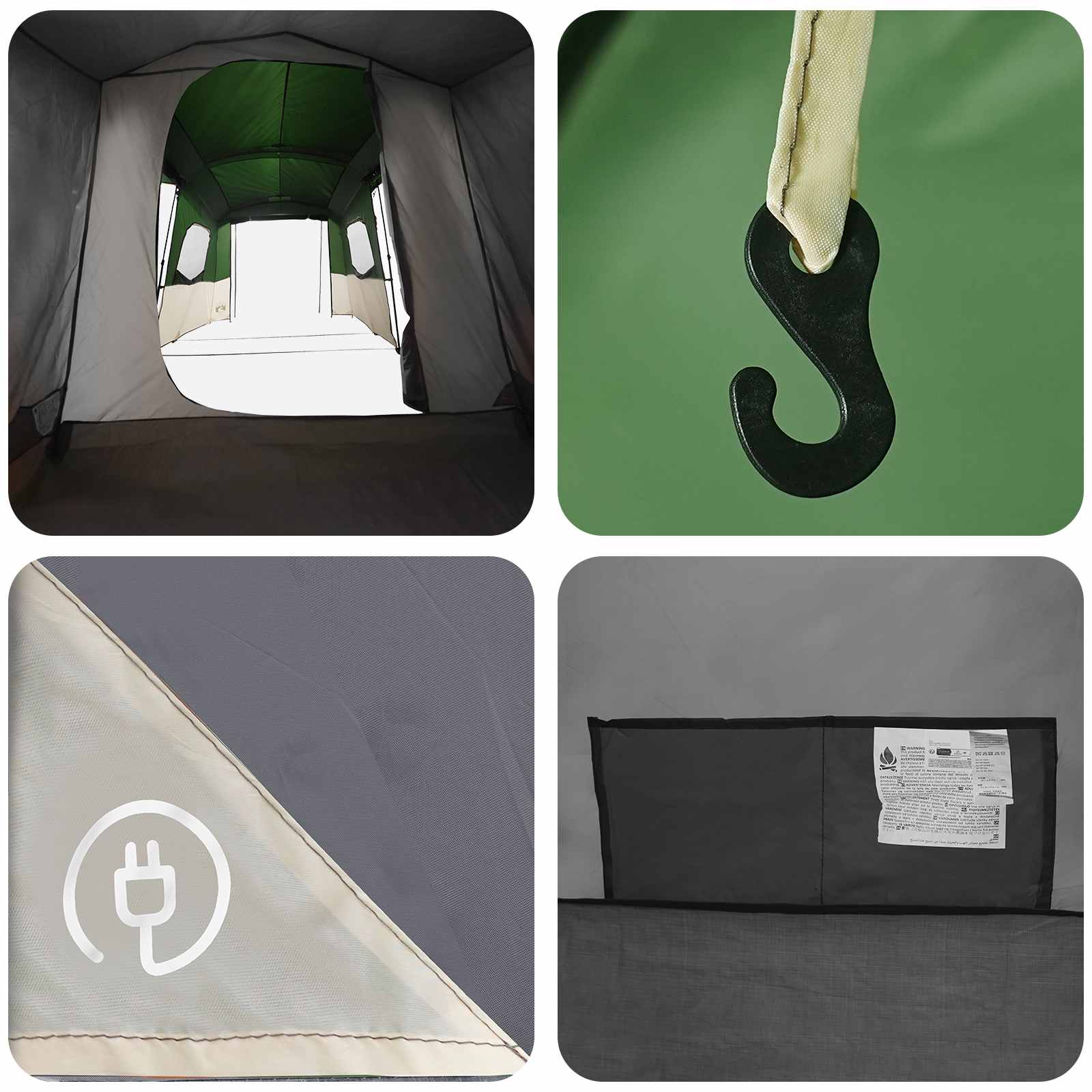 3 Personen 3-Personen Grün 185T Polyester mit PU-Beschichtung