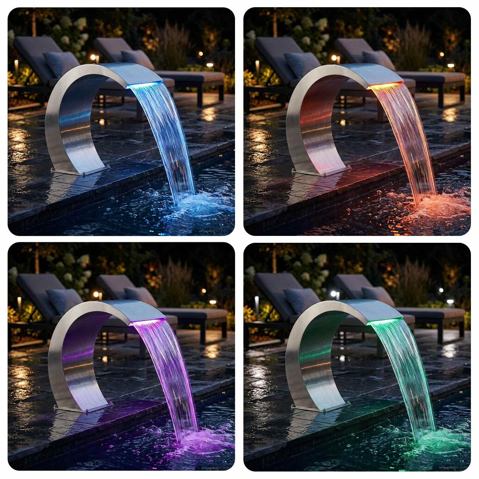 Poolbrunnen Silber 61 x 30 x 71 cm Edelstahl
