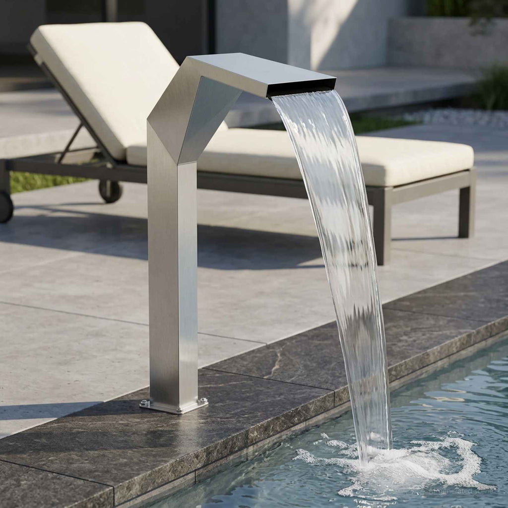 Pool-Wasserfall Edelstahl 50 x 30 x 90 cm Silber