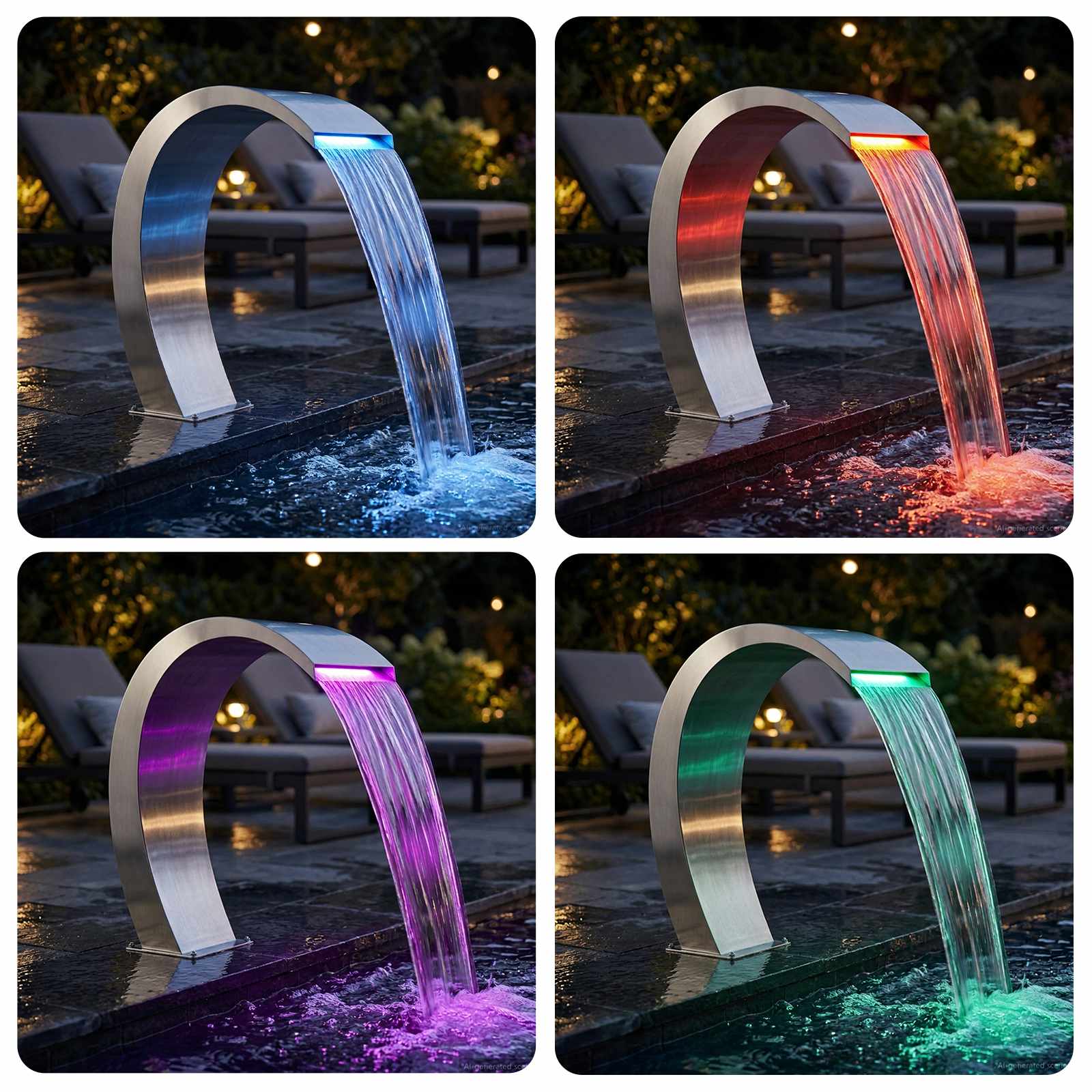 Poolbrunnen Silber 60 x 30 x 70 cm Edelstahl