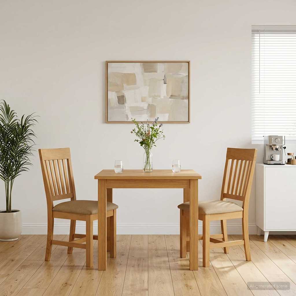 Esszimmerstuhl 2 pcs Massivholz Eiche Beige 45 x 59 x 92 cm
