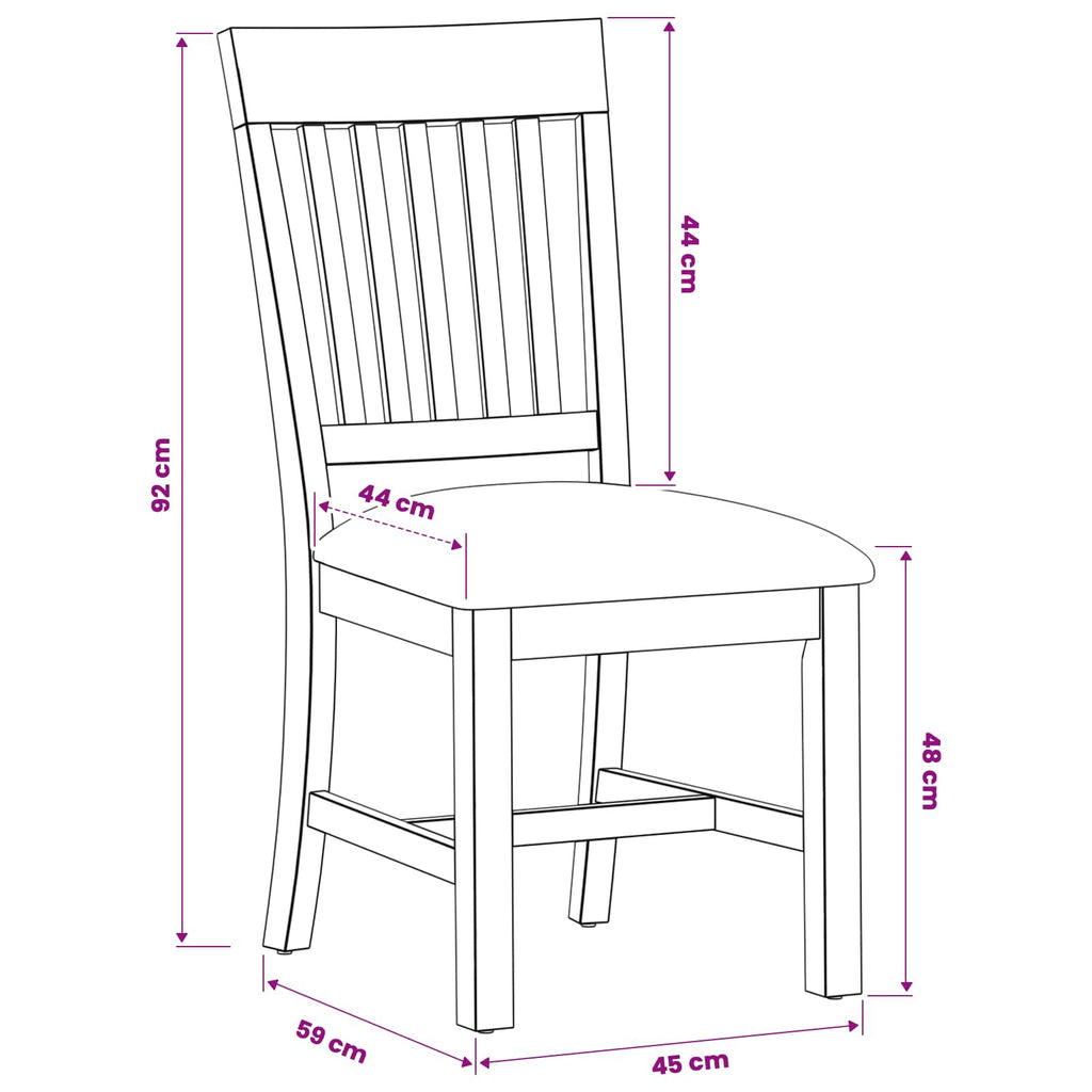 Esszimmerstuhl 2 pcs Massivholz Eiche Beige 45 x 59 x 92 cm