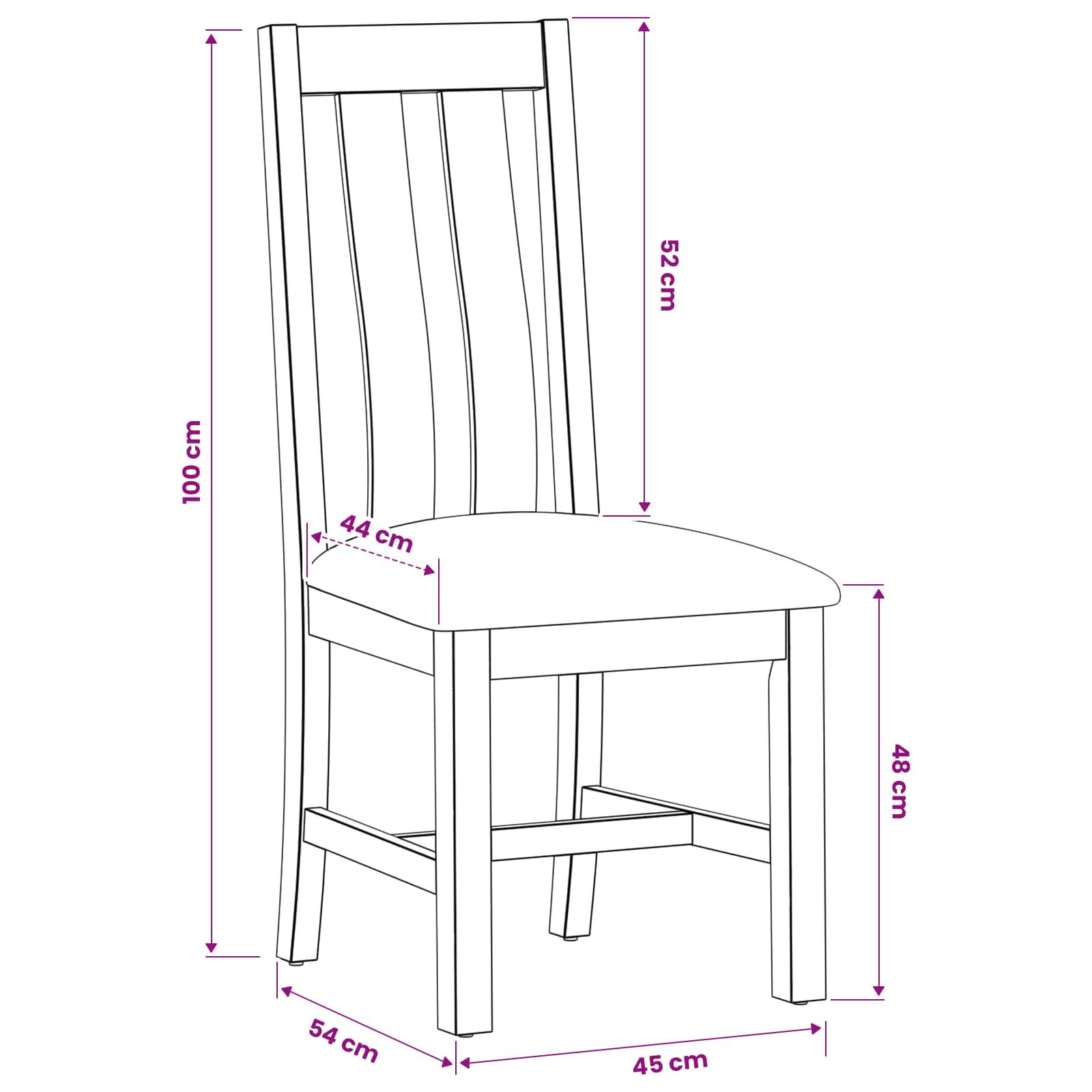 Esszimmerstuhl 2 pcs Massivholz Eiche Schwarz 45 x 54 x 100 cm