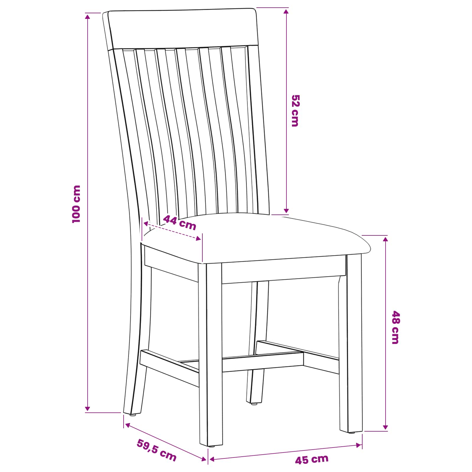 Esszimmerstuhl 2 pcs Massivholz Eiche Grau 45 x 59,5 x 100 cm