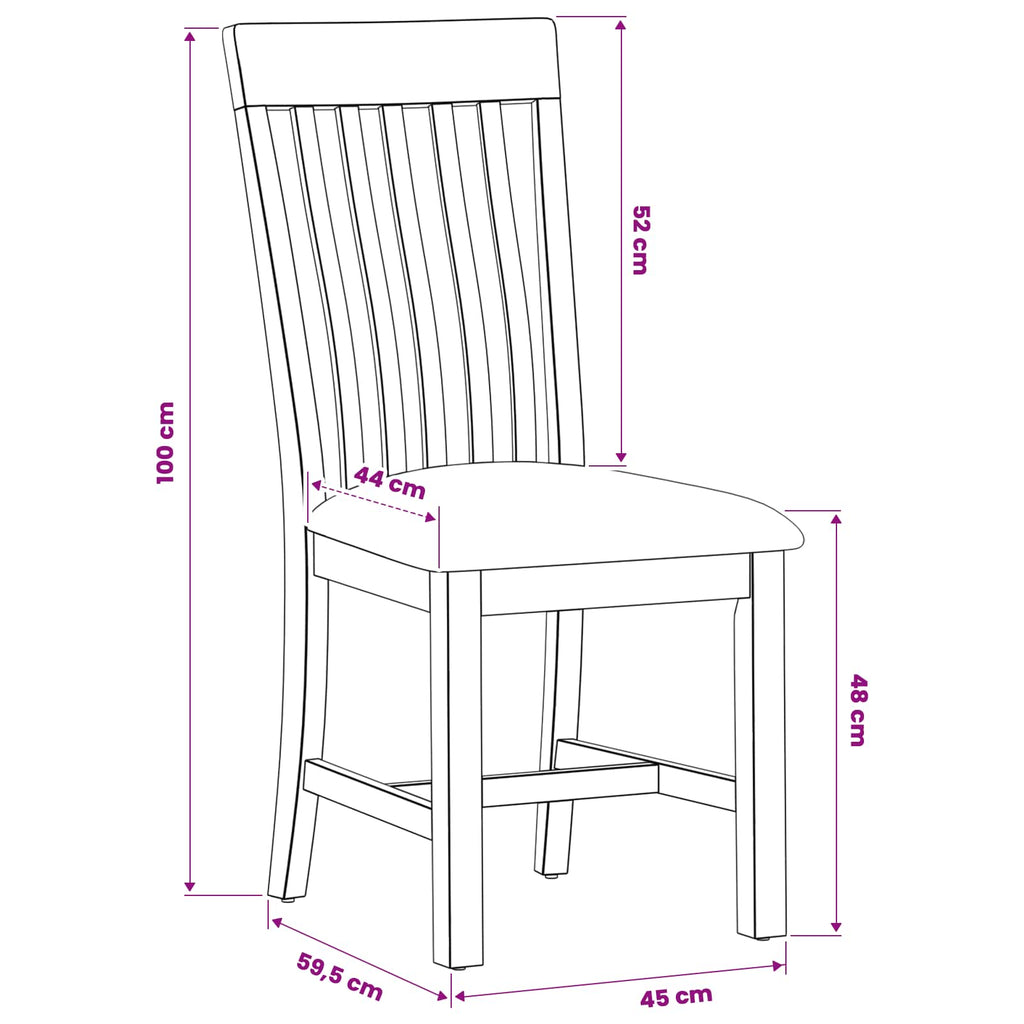 Esszimmerstuhl 2 pcs Massivholz Eiche Schwarz