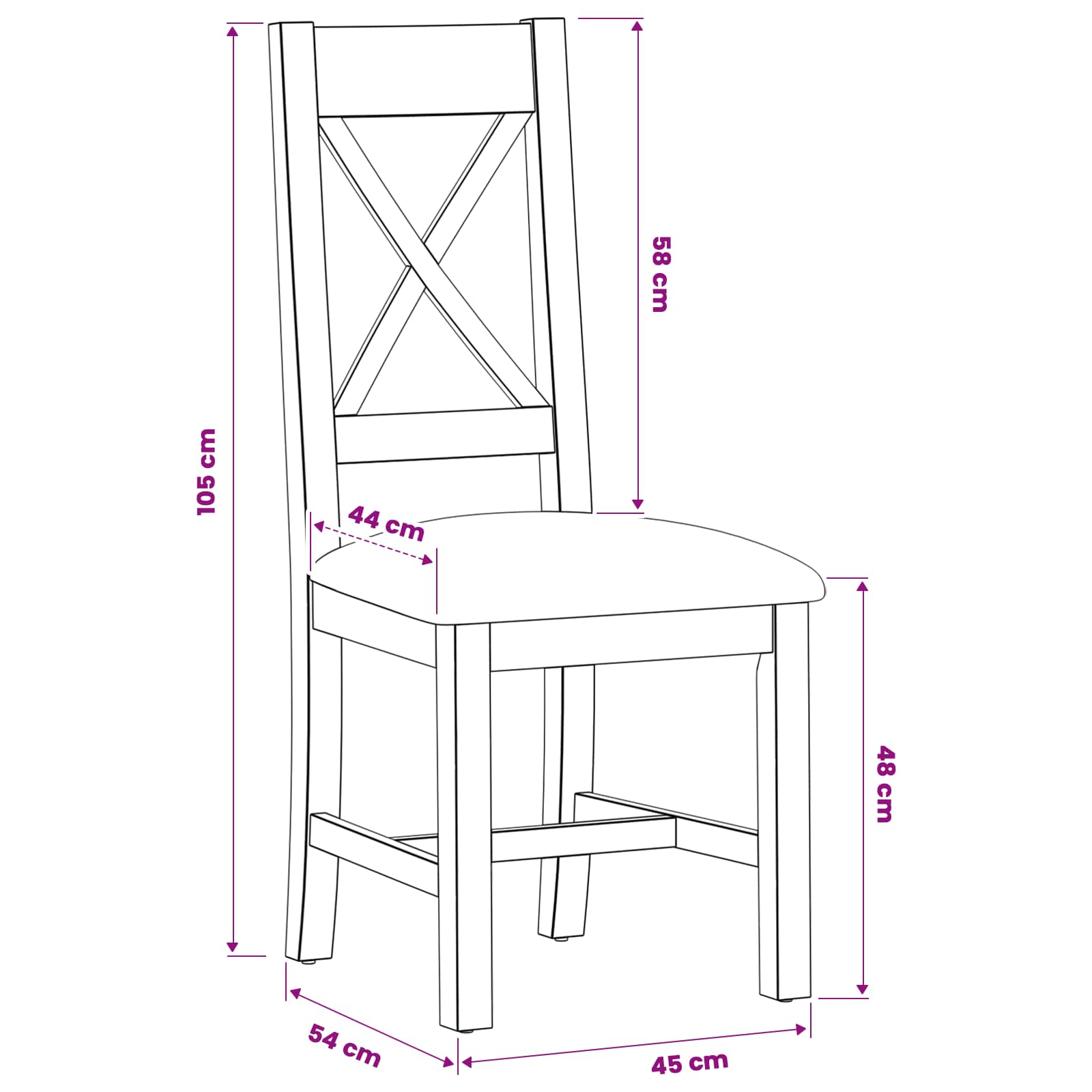 Esszimmerstuhl 2 pcs Massivholz Eiche Schwarz 45 x 54 x 105 cm