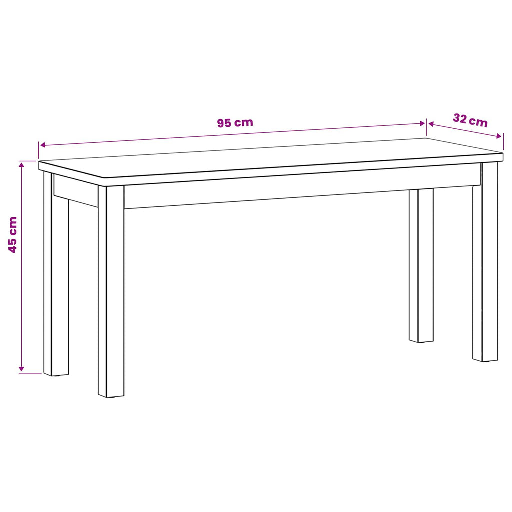 Esstischbank 95 x 32 x 45 cm Massivholz Eiche Natur