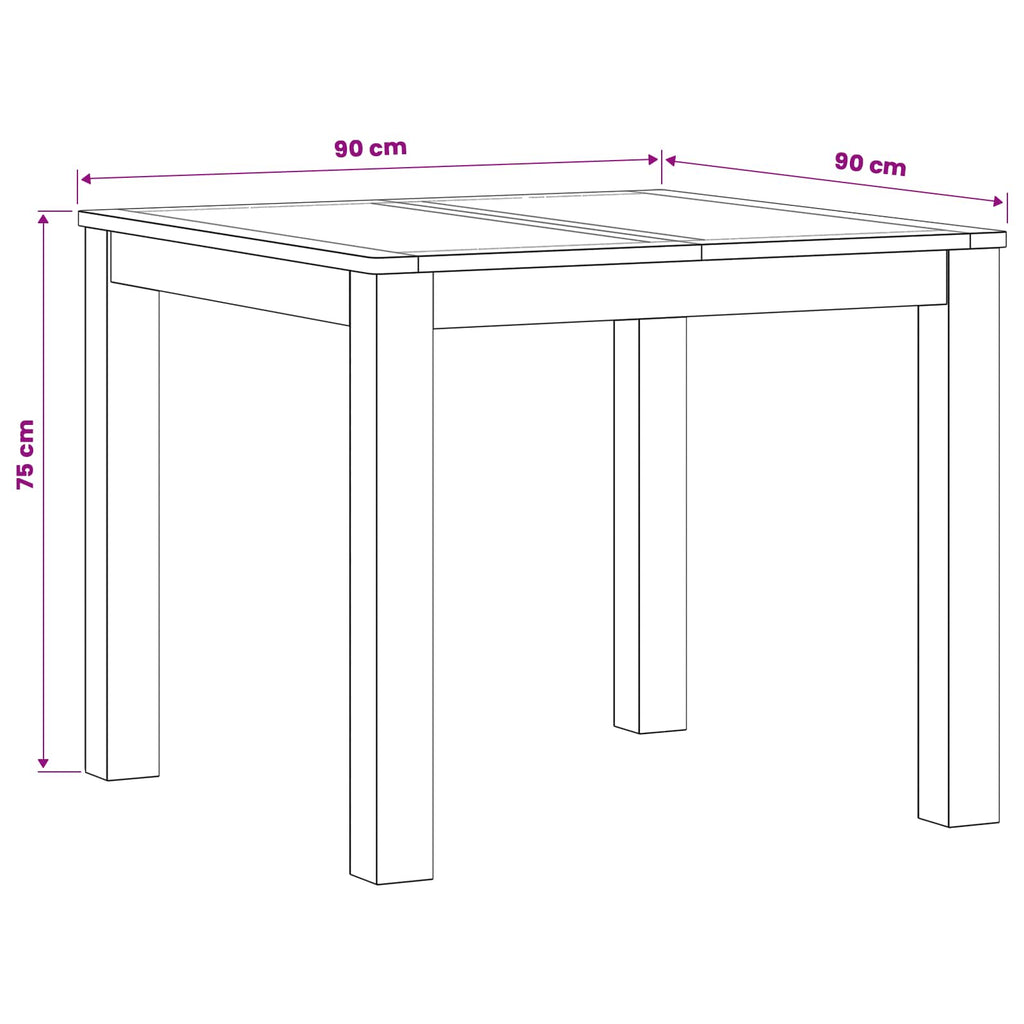 Esstisch 90 x 90 x 75 cm Massivholz Eiche Natur Quadratisch