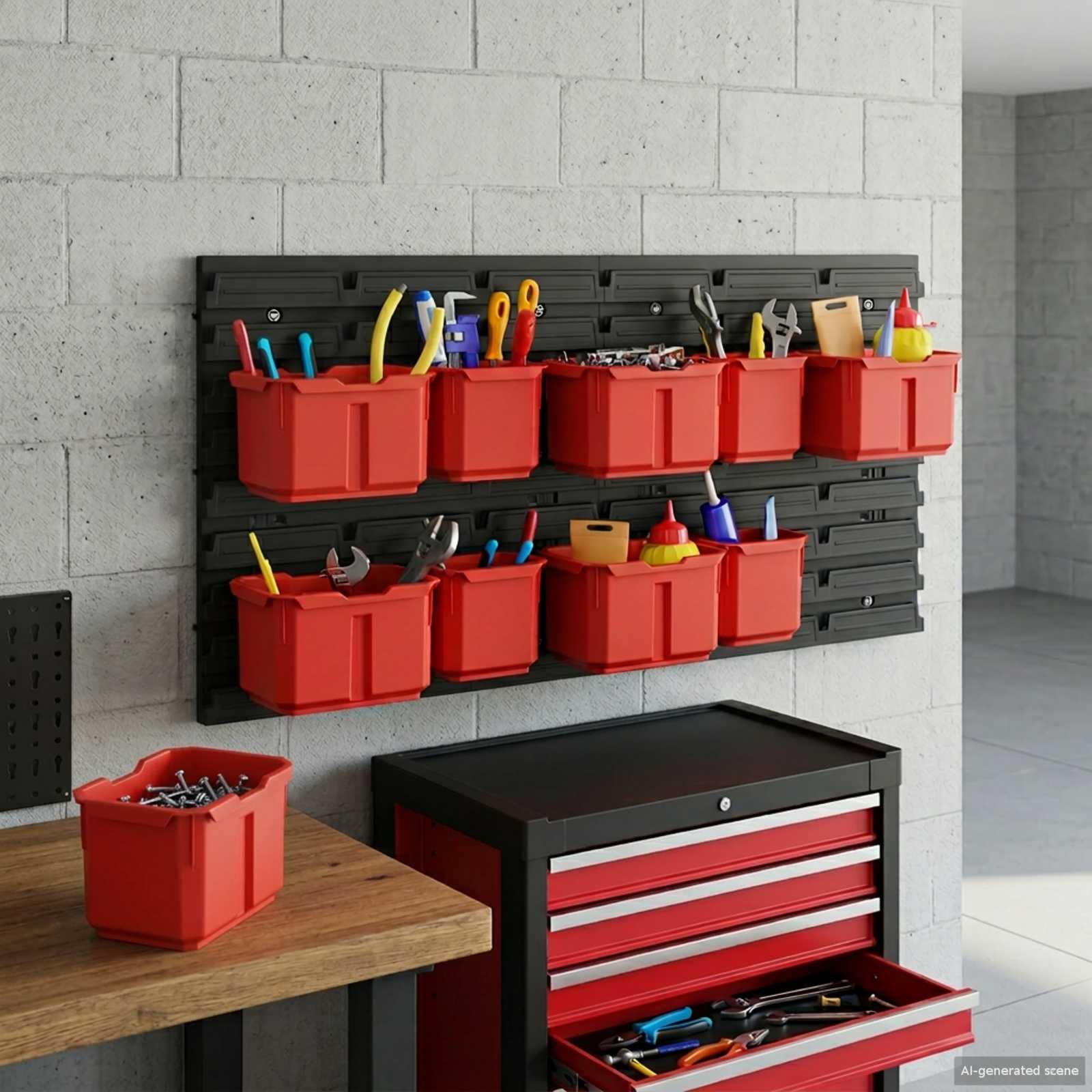 Containerregal Schwarz und Rot 77,5 x 2 x 39 cm PP