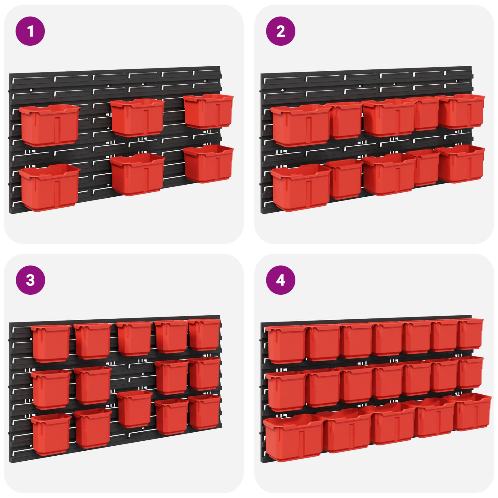 Containerregal Schwarz und Rot 77,5 x 2 x 39 cm PP