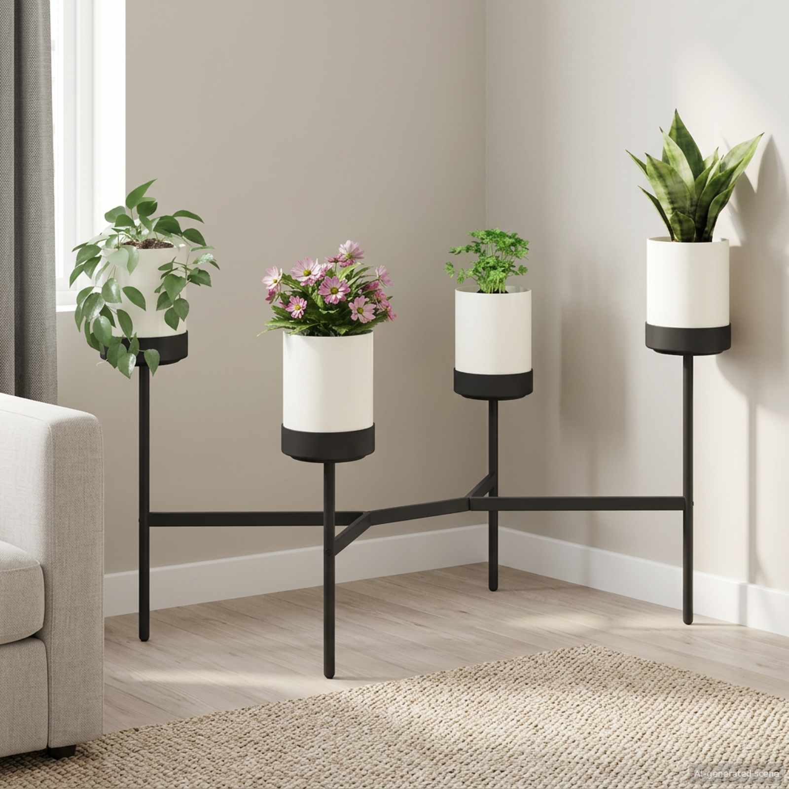 Blumenständer Weiß 125 x 55 x 81 cm PP und Stahl