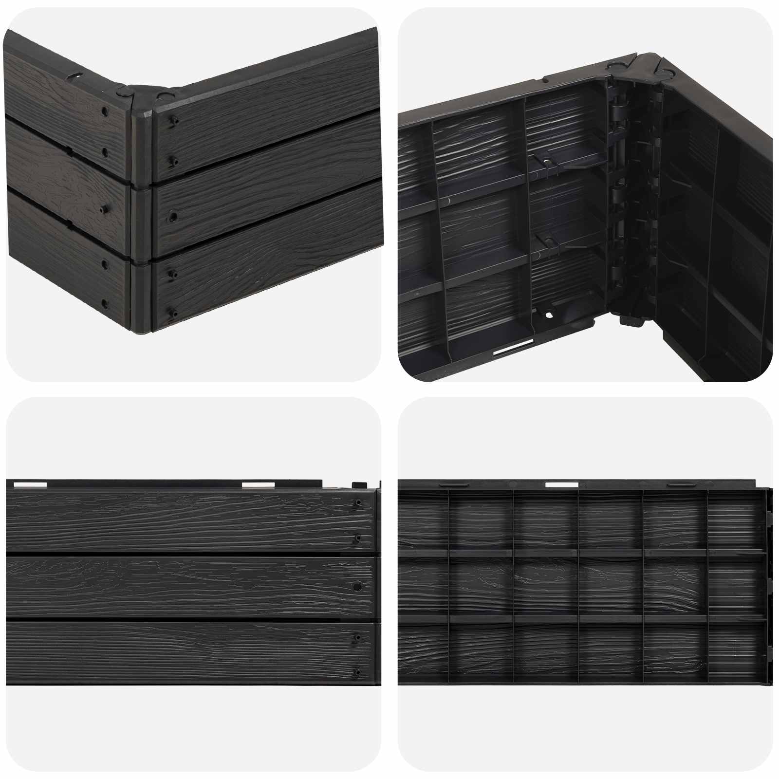 Hochbeet Schwarz 75,5 x 75,5 x 25 cm PP