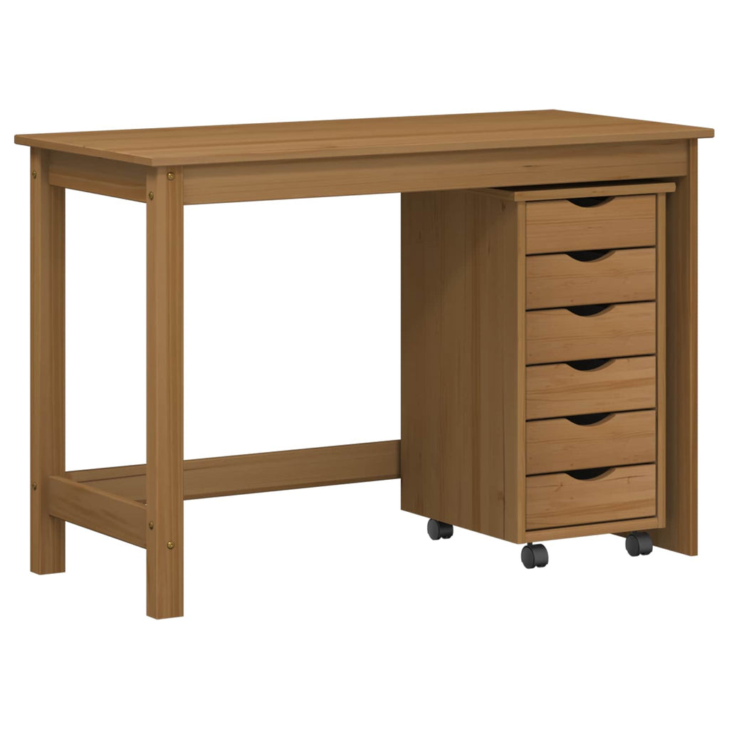 Desk und Rolling Cabinet Set MOSS 2 pcs Honigbraun