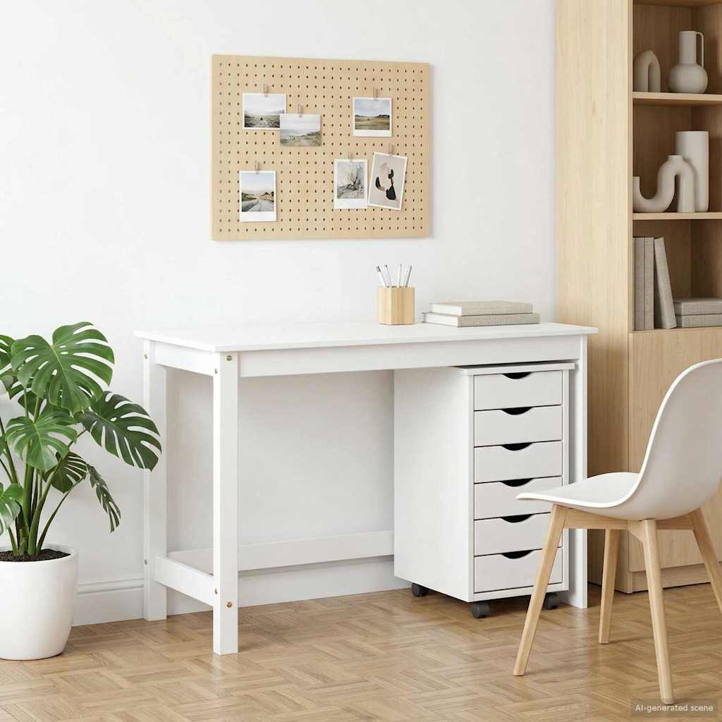 Desk und Rolling Cabinet Set MOSS 2 pcs Weiß