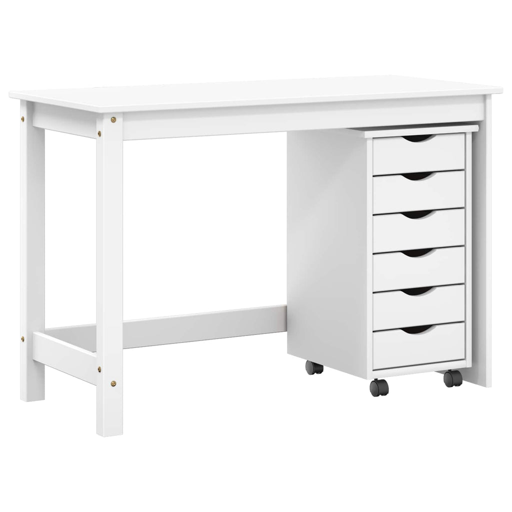 Desk und Rolling Cabinet Set MOSS 2 pcs Weiß