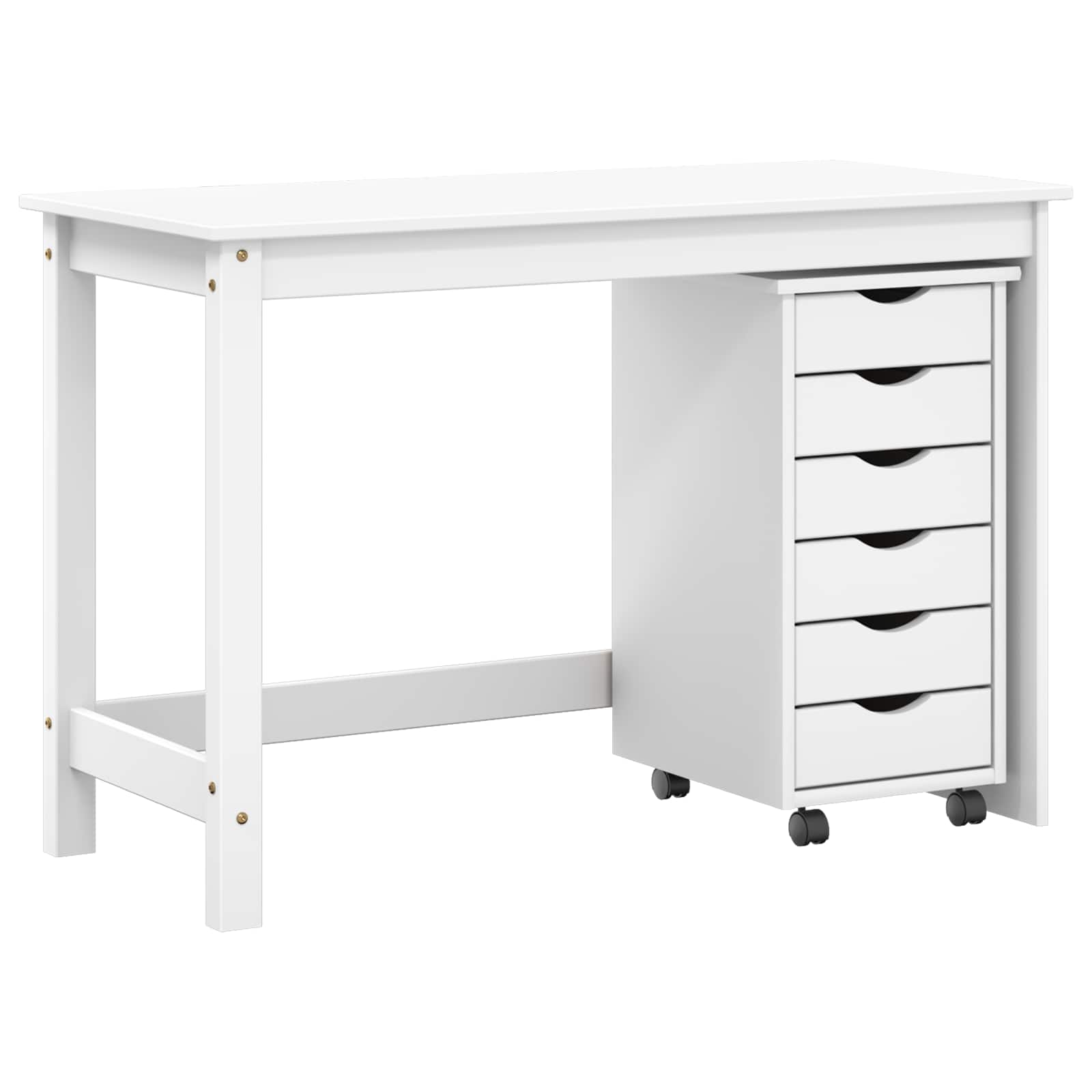 Desk und Rolling Cabinet Set MOSS 2 pcs Weiß