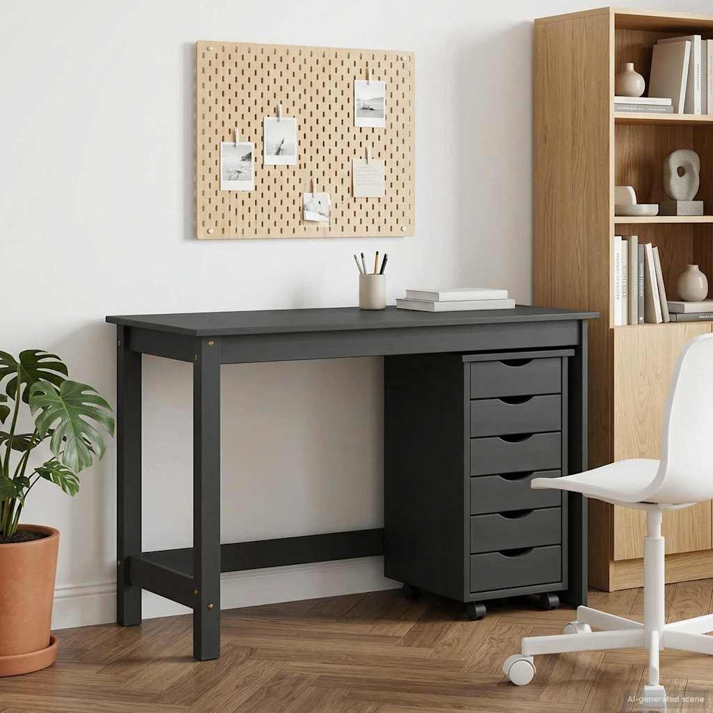 Desk und Rolling Cabinet Set MOSS 2 pcs Grau