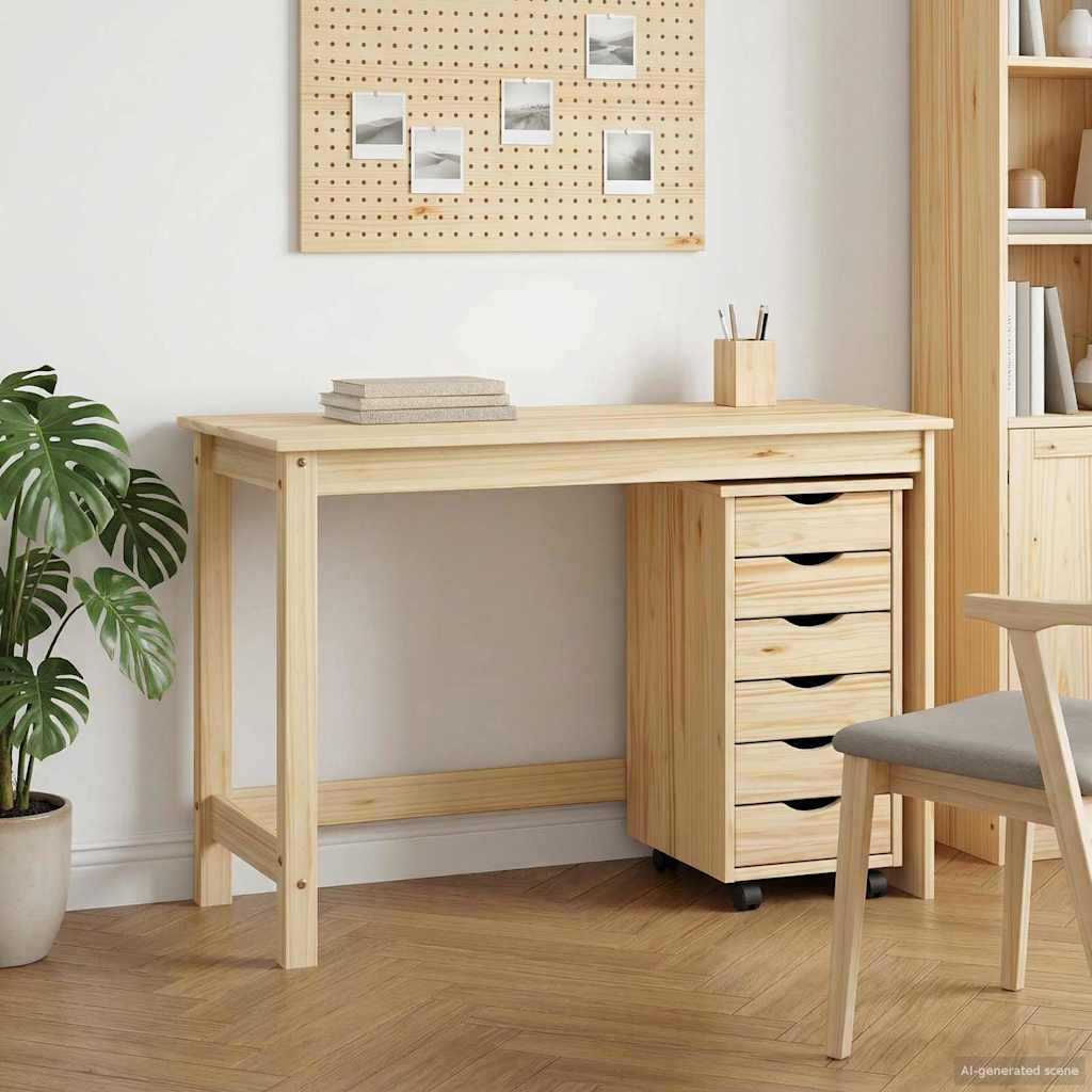 Desk und Rolling Cabinet Set MOSS 2 pcs Braun