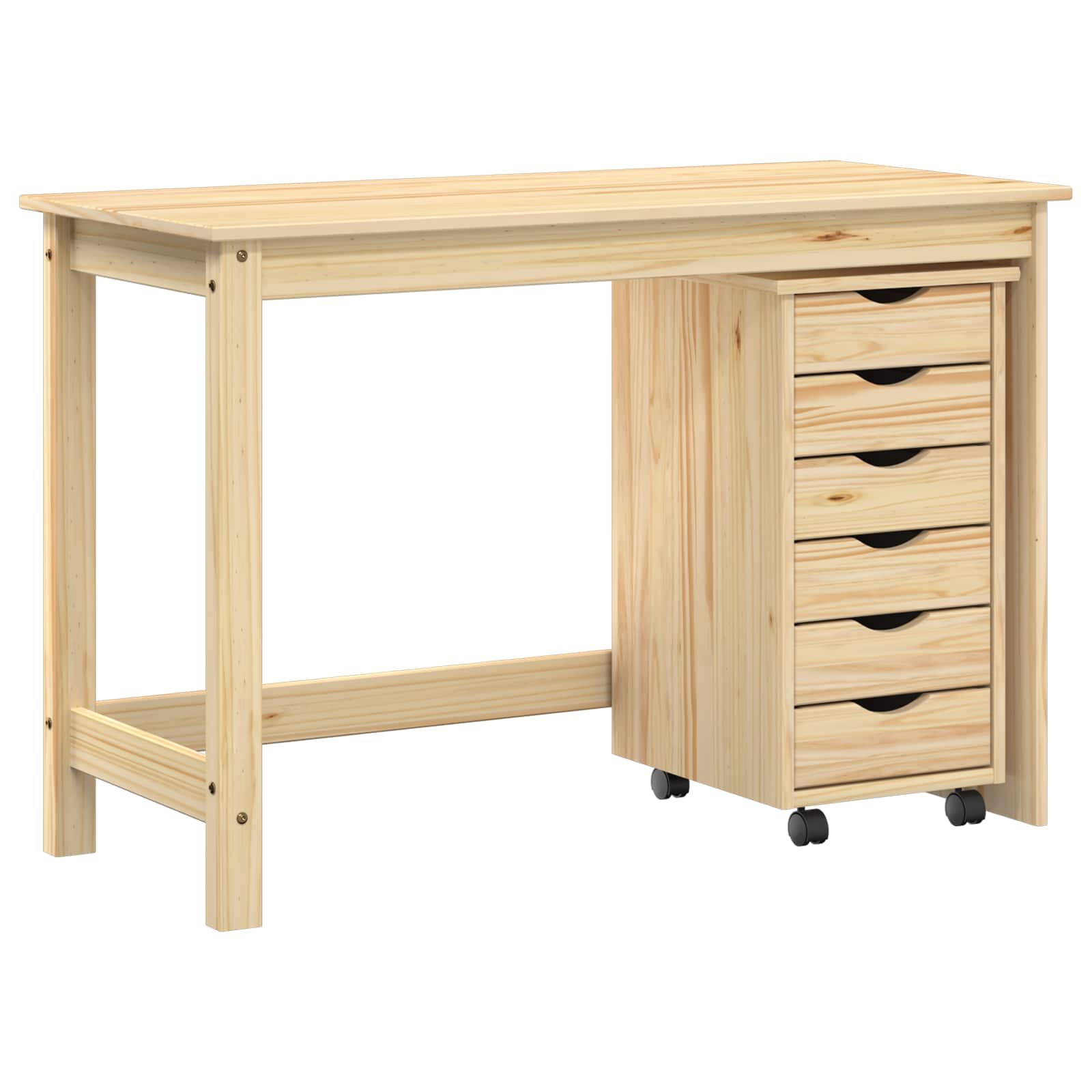 Desk und Rolling Cabinet Set MOSS 2 pcs Braun