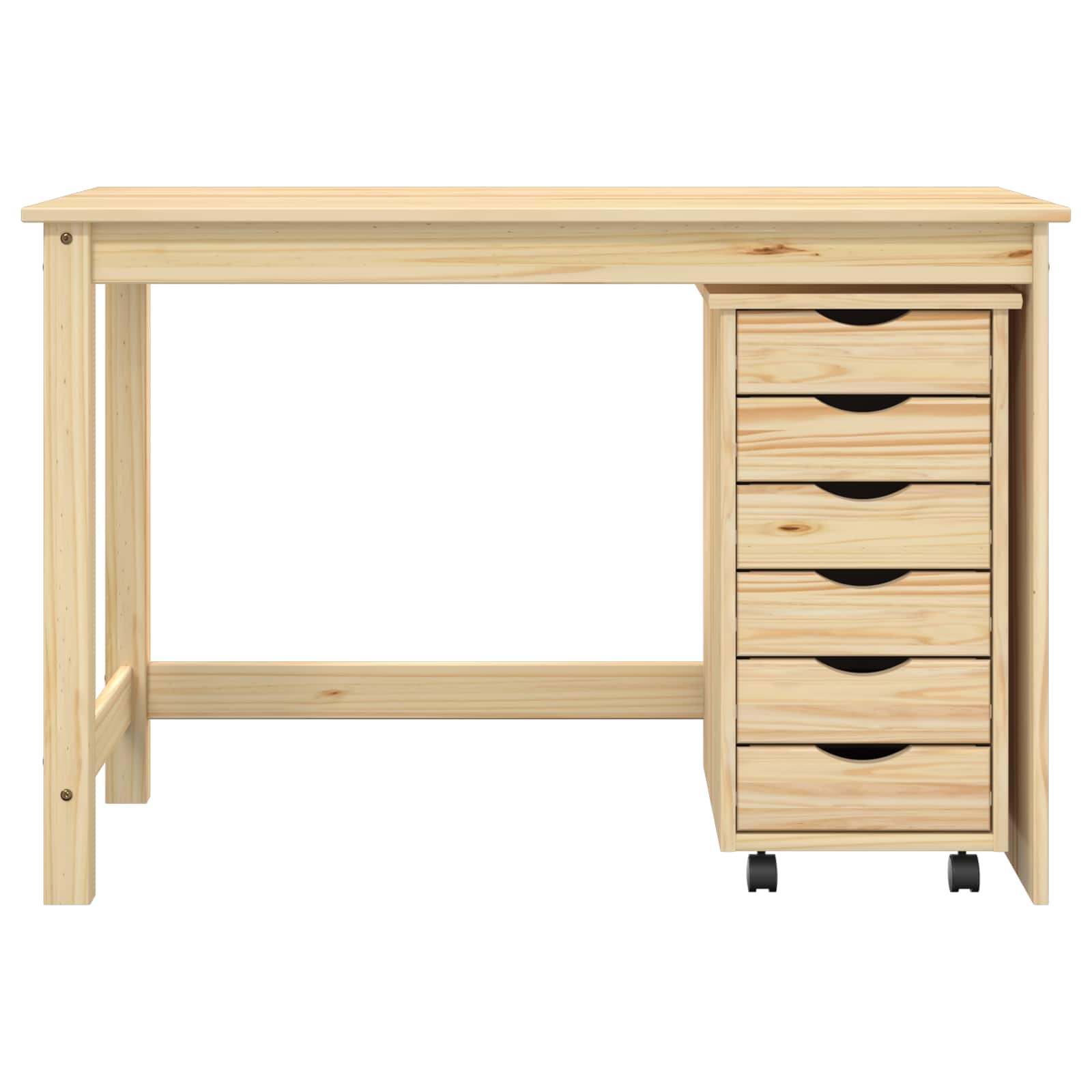 Desk und Rolling Cabinet Set MOSS 2 pcs Braun