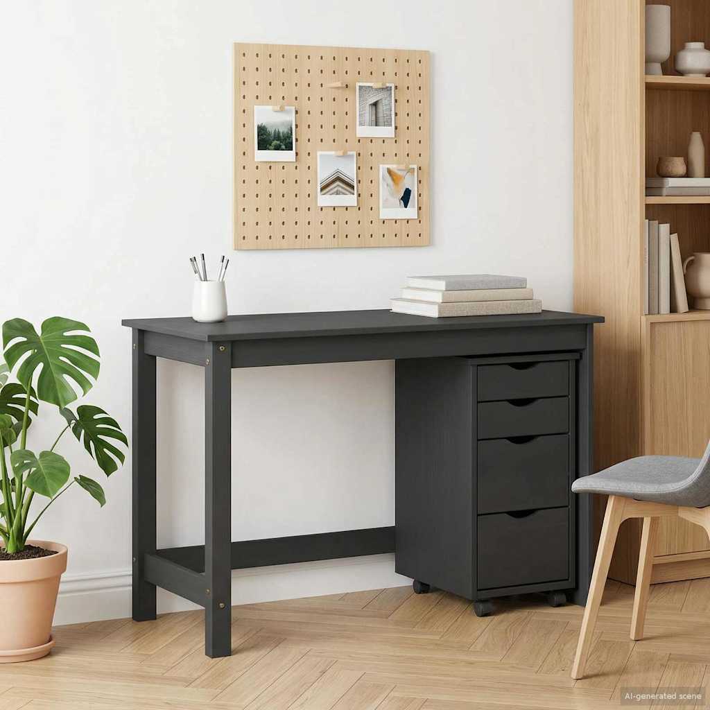 Desk und Rolling Cabinet Set MOSS 2 pcs Grau