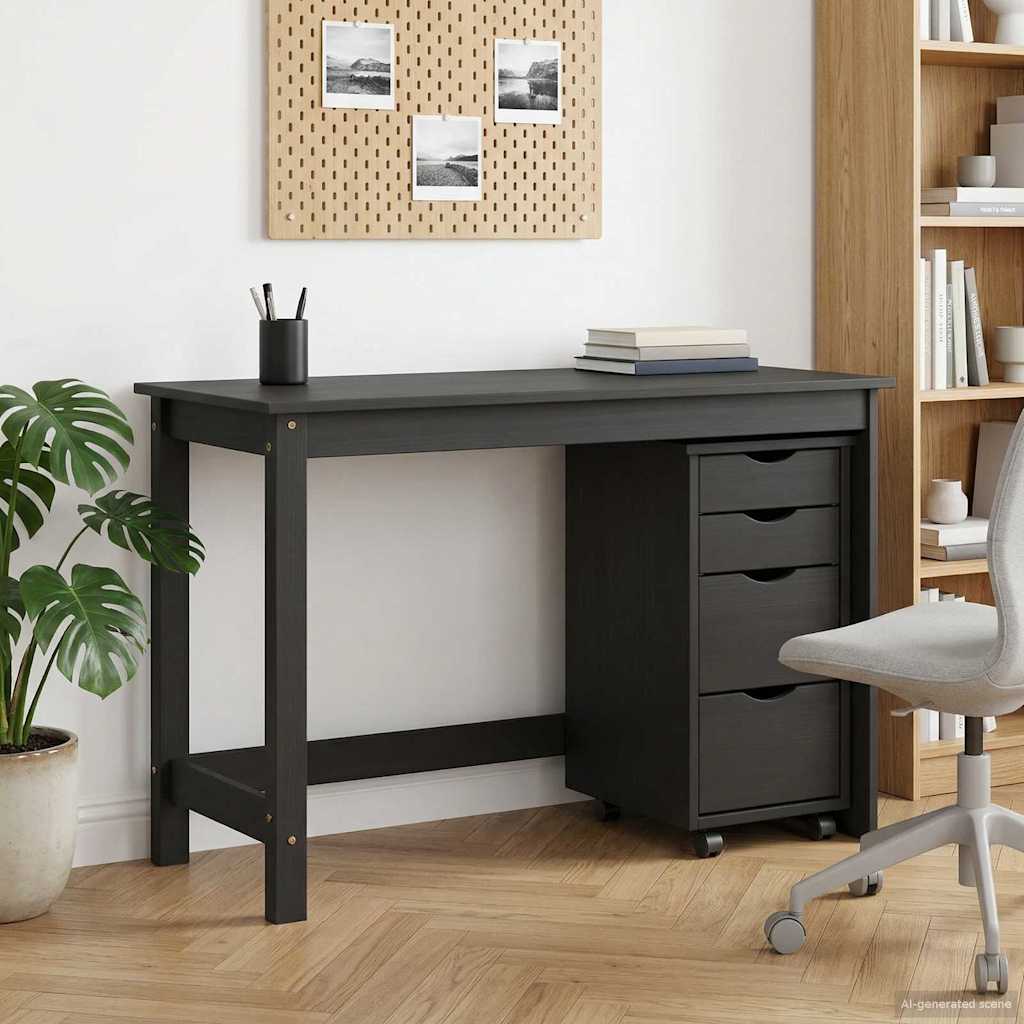Desk und Rolling Cabinet Set MOSS 2 pcs Schwarz