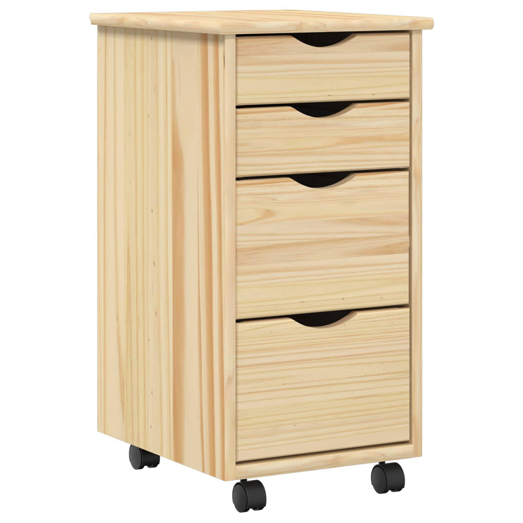 Desk und Rolling Cabinet Set MOSS 2 pcs Braun