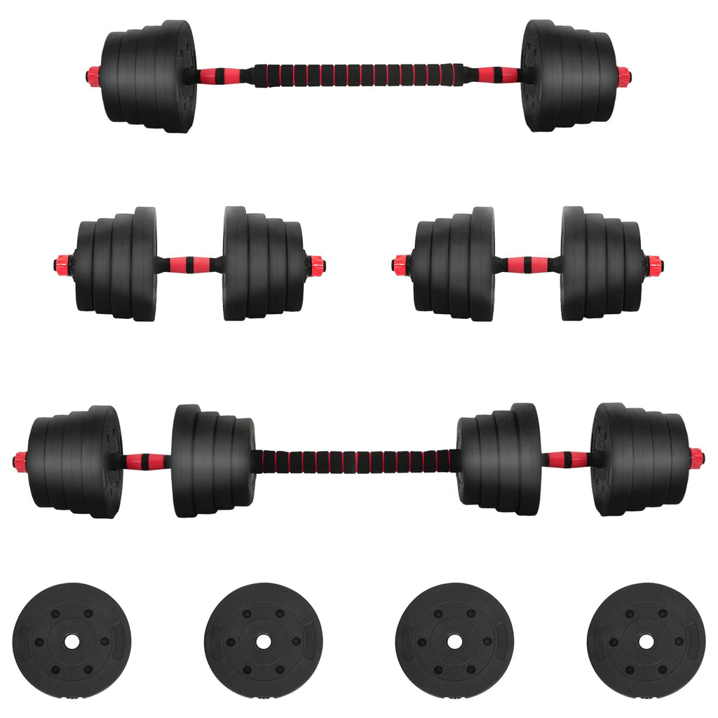 2-in-1 Hantelset 40kg Schwarz und Rot Zement und Eisensand