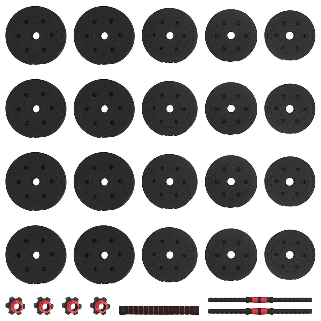 2-in-1 Hantelset 40kg Schwarz und Rot Zement und Eisensand