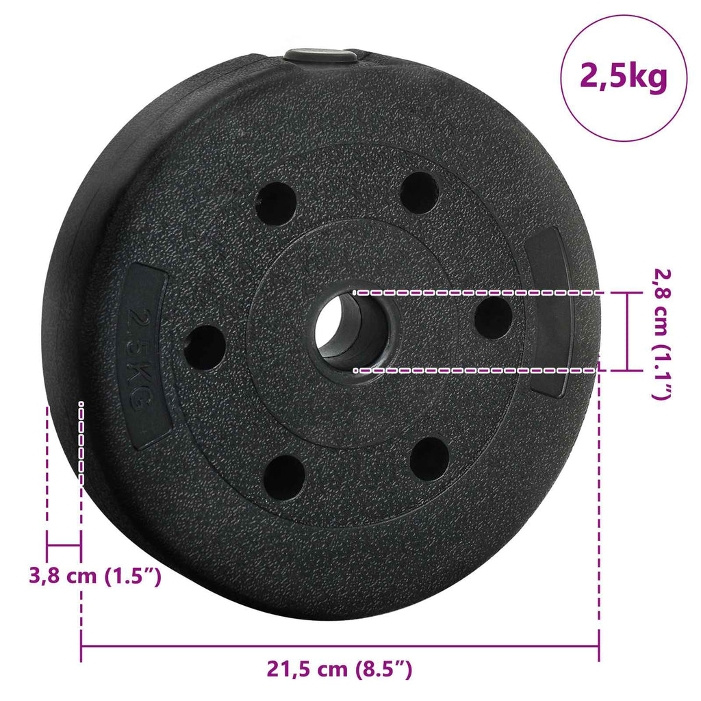 2-in-1 Hantelset 40kg Schwarz und Rot Zement und Eisensand