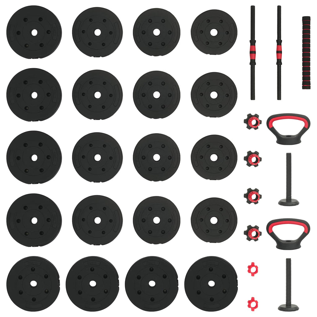 4-in-1 Hantelset 40kg Schwarz und Rot Zement und Eisensand