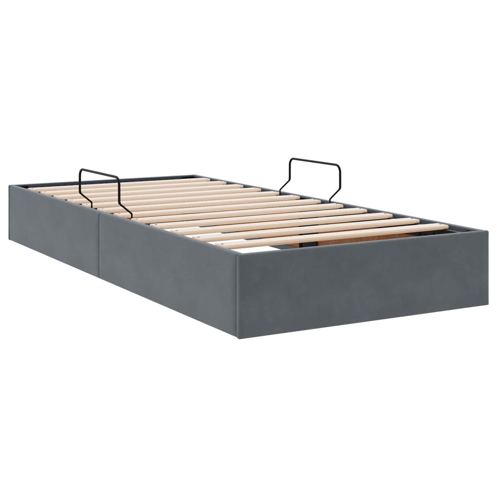 Ottoman Bettgestell mit Speicher Dunkelgrau 90 x 190 cm Samt
