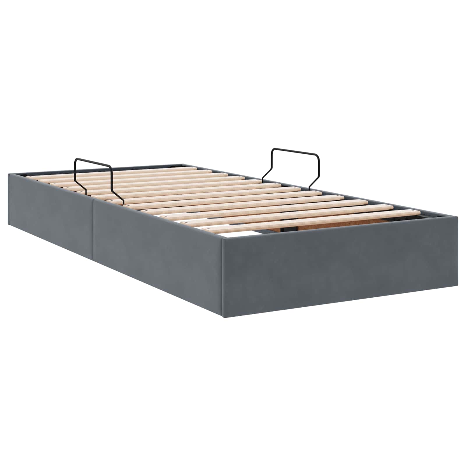 Ottoman Bettgestell mit Speicher Dunkelgrau 90 x 190 cm Samt